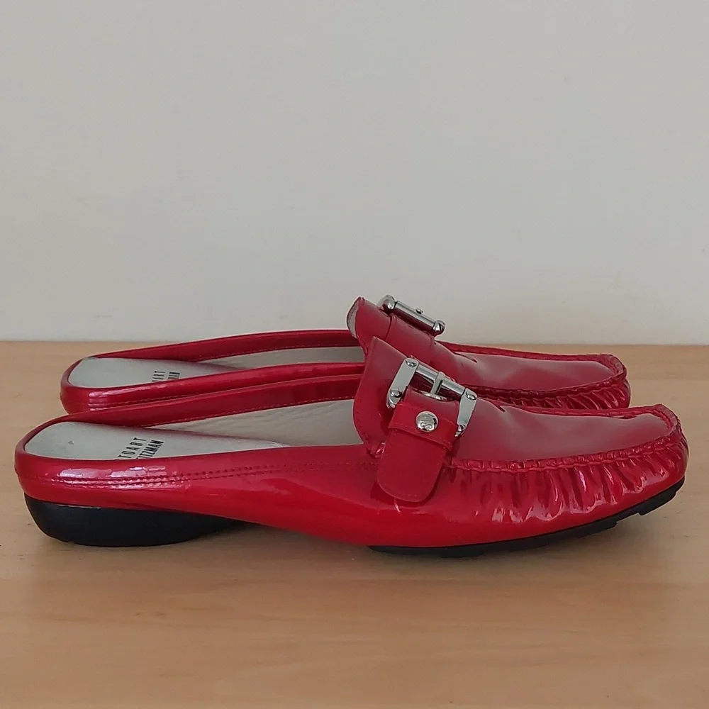 Stuart Weitzman Red Patent Leather Mules - Picture 2 of 15